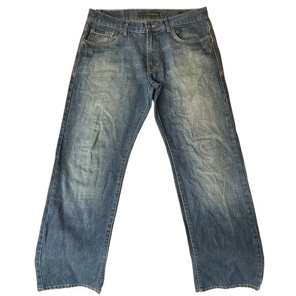 CALVIN KLEIN JEANS Men Straight Jeans size 34 Blue Mid Rise - Picture 1 of 11